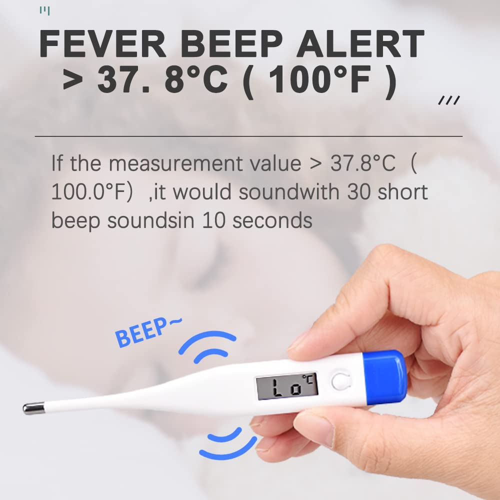 Berrcom Digital Thermometer for Adults and Kids, Oral and Underarm Thermometer for Fever C/F Switchable Rectal Thermometer for Babies with Fever Alarm image number 2