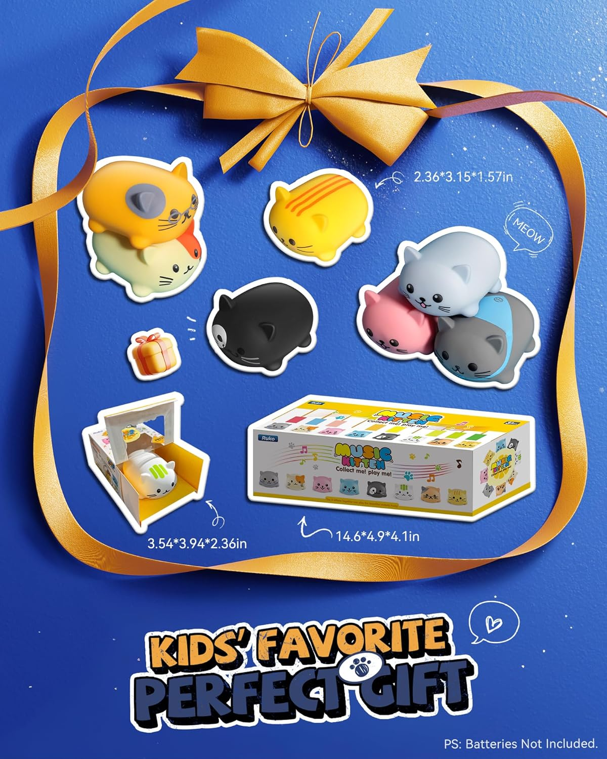 Ruko 1701 Musical Kitten Piano Toy - 8 Keys with Meow Sounds, Touch-Play Do Re Mi Musical Scale, Fun Interactive Keyboard for Kids & Adults, Ages 3+