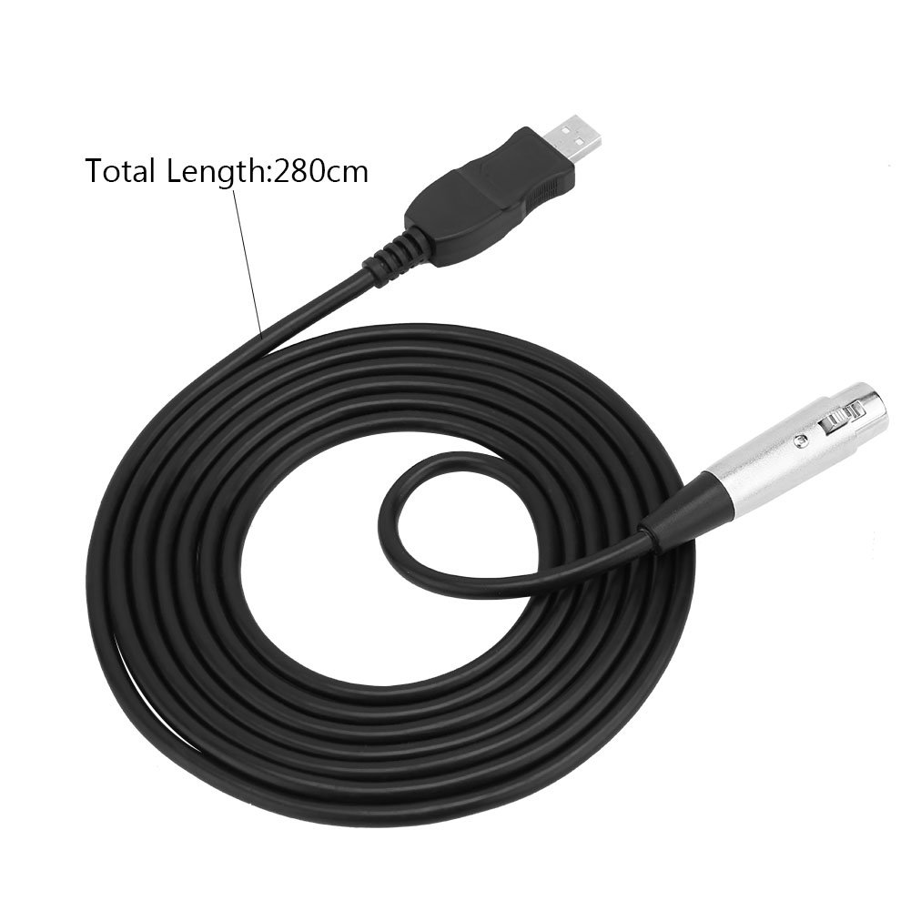 USB to XLR Cable, USB Male to XLR Female Microphone Mic Studio Audio Link Cable Adapter Black Audio Video Accessories USB Microphone Cable image number 2