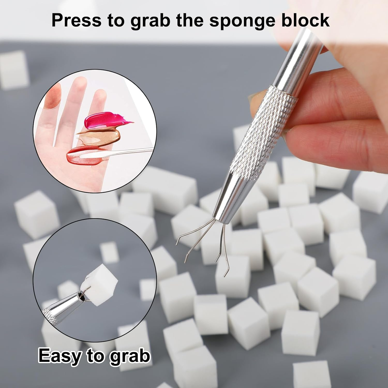 150Pcs Soft Nail Sponges for Ombre, with 1 Grabbing Pen & 1 Mixing Spoon Manicure Nail Art Tools and Accessories Supplies for Home DIY & Salon Use image number 4