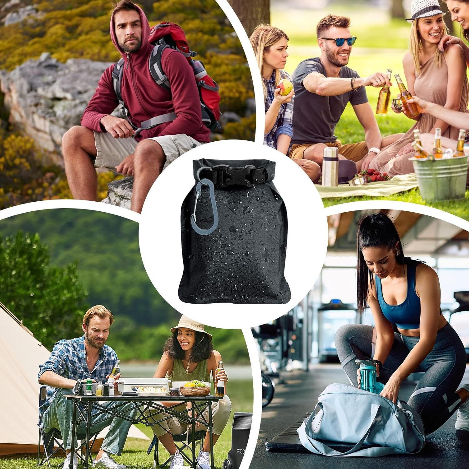 Waterproof Soap Bag - Leakproof Roll Seal Travel Soap Bag Mesh Pockets | Bar Soaps Holder with Foaming Nets Hook | for Gym Camping Outdoor Swimming Holiday, Durable Nylon - Hot Pink image number 2