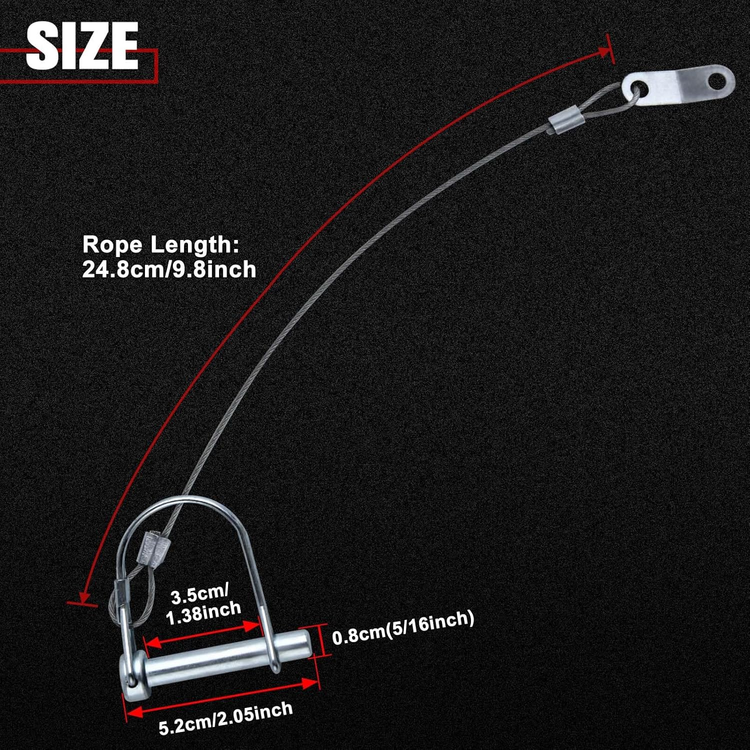 5 Pcs Trailer Coupler Pin Wire Lock Pins 5/16-Inch Diameter 1-3/4-Inch Long Square Trailer Hitch Pin with Prevents Loss Rope for Heavy Duty Farm Trailers Wagons Towing Lawn and Hitches