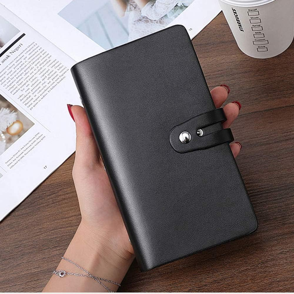 MJIYSGS Leather Business Card Holder, RFID Shielded Credit Card Holder, Professional Business Card Holder and Book, Credit Card Holder, Holds 96 Cards - 7.3In&times;4.3In (Black) image number 4