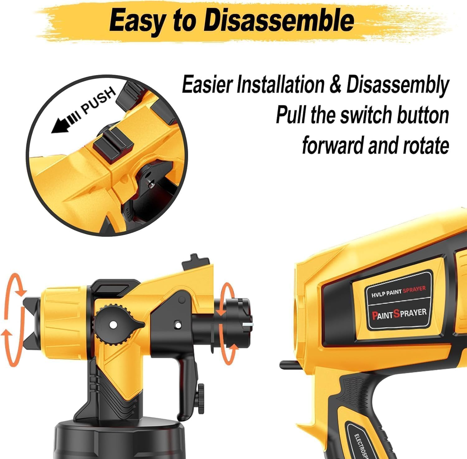 Paint Sprayer, 850W High Power Electric Spray Paint Gun with Adjustable Spray Width Knob, 1400ML Container, 4 Nozzles & 3 Patterns, Easy to Clean for Furniture Cabinets House Painting image number 6