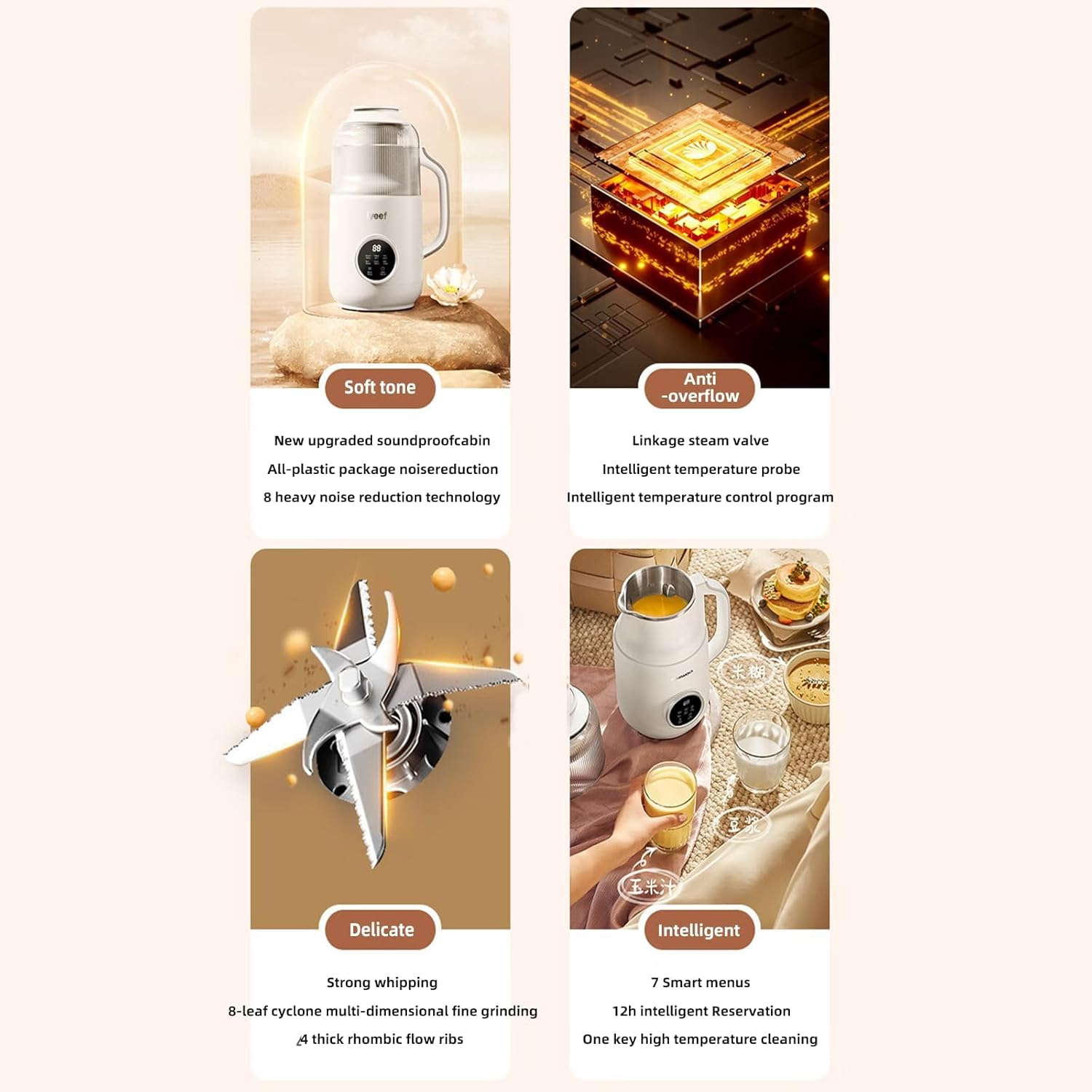 Nut Milk Maker, Lyeef 800Ml Automatic Soy Milk Maker, Almond, Coconut, Oat, Soy, Purees, Plant-Based Milk Maker Machine, 12H Reservation, Low Noise, Touch Screen,Self-Clean Juicer image number 2