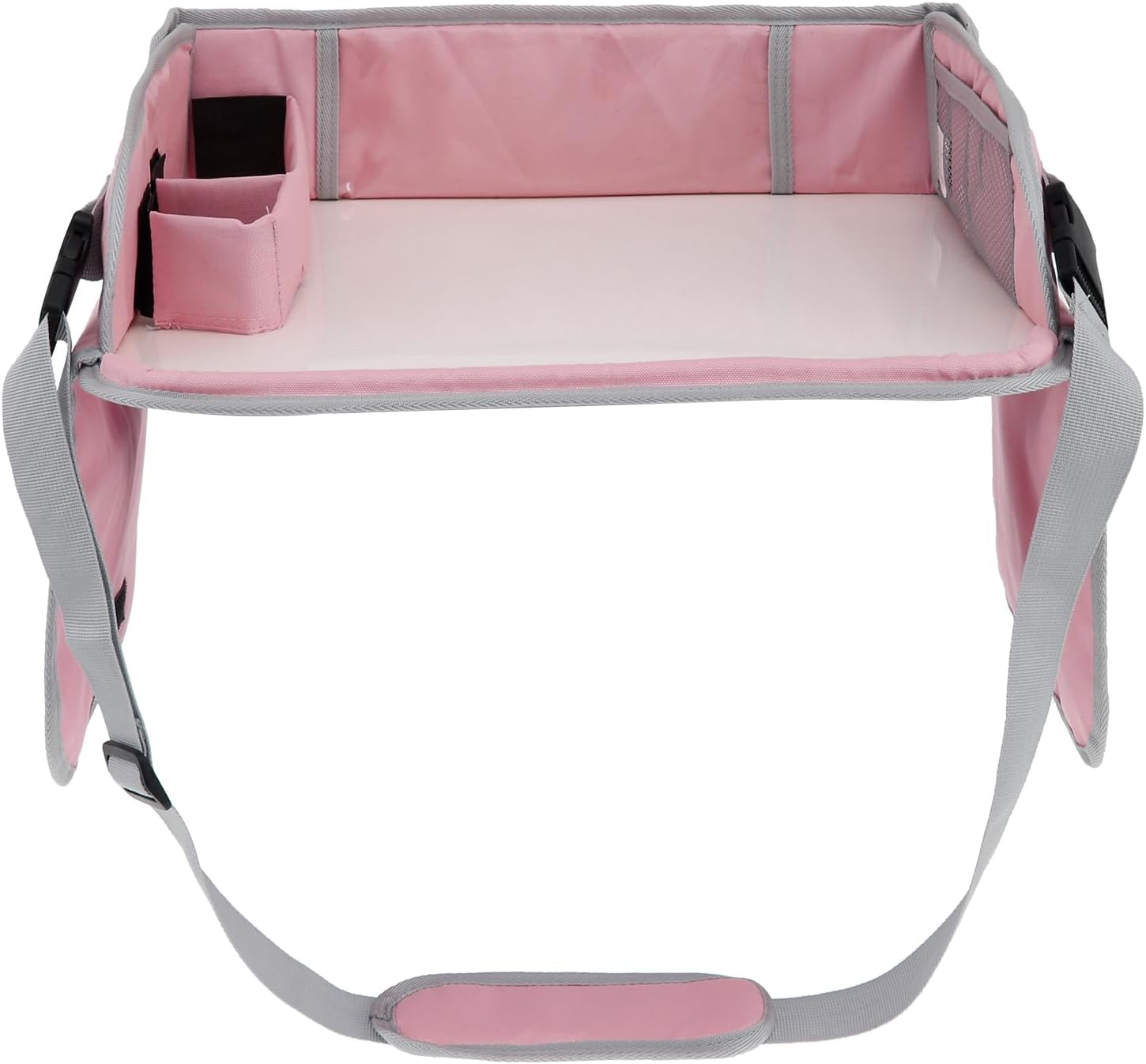 Whsunvo Car Seat Tray Enduring Kids Travel Tray Easy to Install Table with Adjustable Strap Portable Easy to Clean Car Seat Tray for Kids Travel Toddlers (Pink)