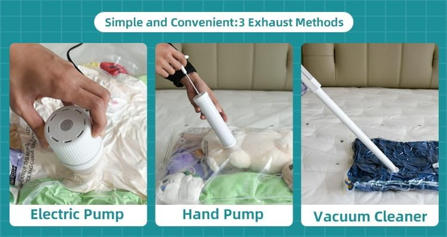 8 Pack Vacuum Storage Bags with Hand Pump, Space Saver Bags (2 Jumbo/2 Large/2 Medium/2 Small) Compression Storage Bags for Comforters and Blankets, Vacuum Sealer Bags for Clothes Storage. image number 6