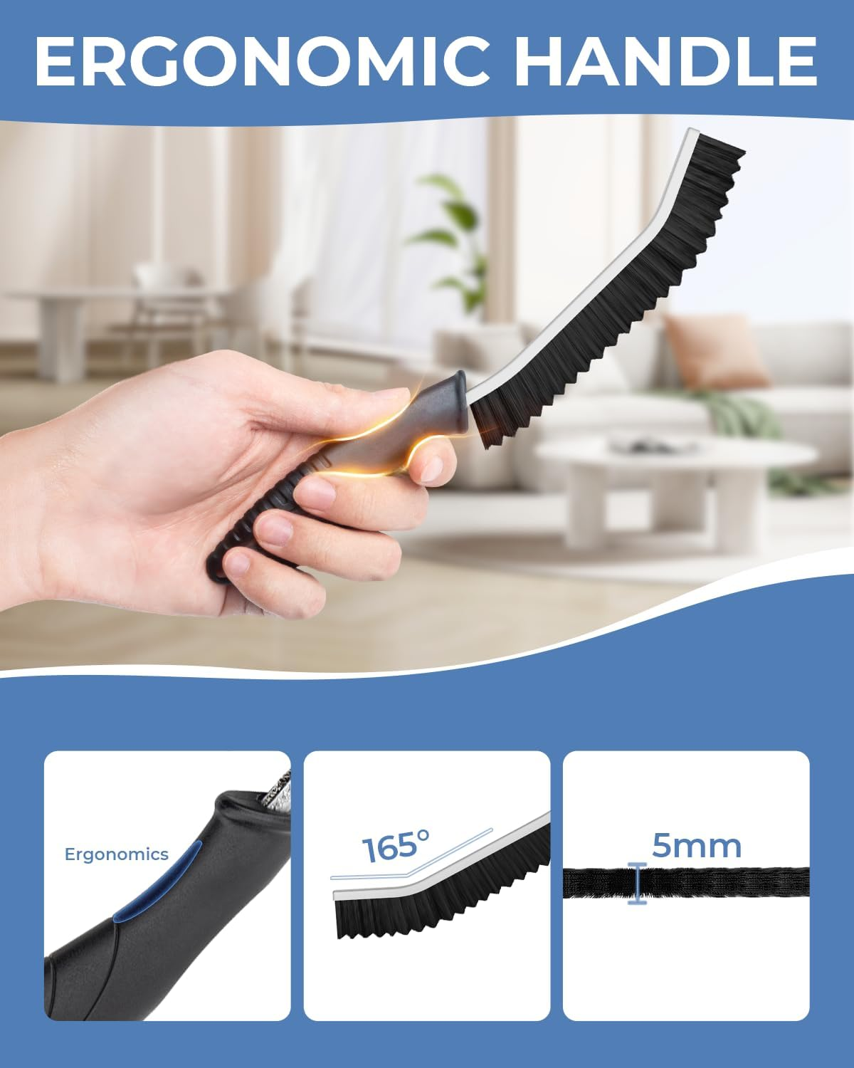 Crevice Cleaning Brushes UK, Serrated Bristle Grouting Cleaning Brush for Small Spaces, Magic Brush, Bathroom Accessory, Cleaning Tools, Cleaning Supplies for Shower, Toilet, Sink (2, Black) image number 1