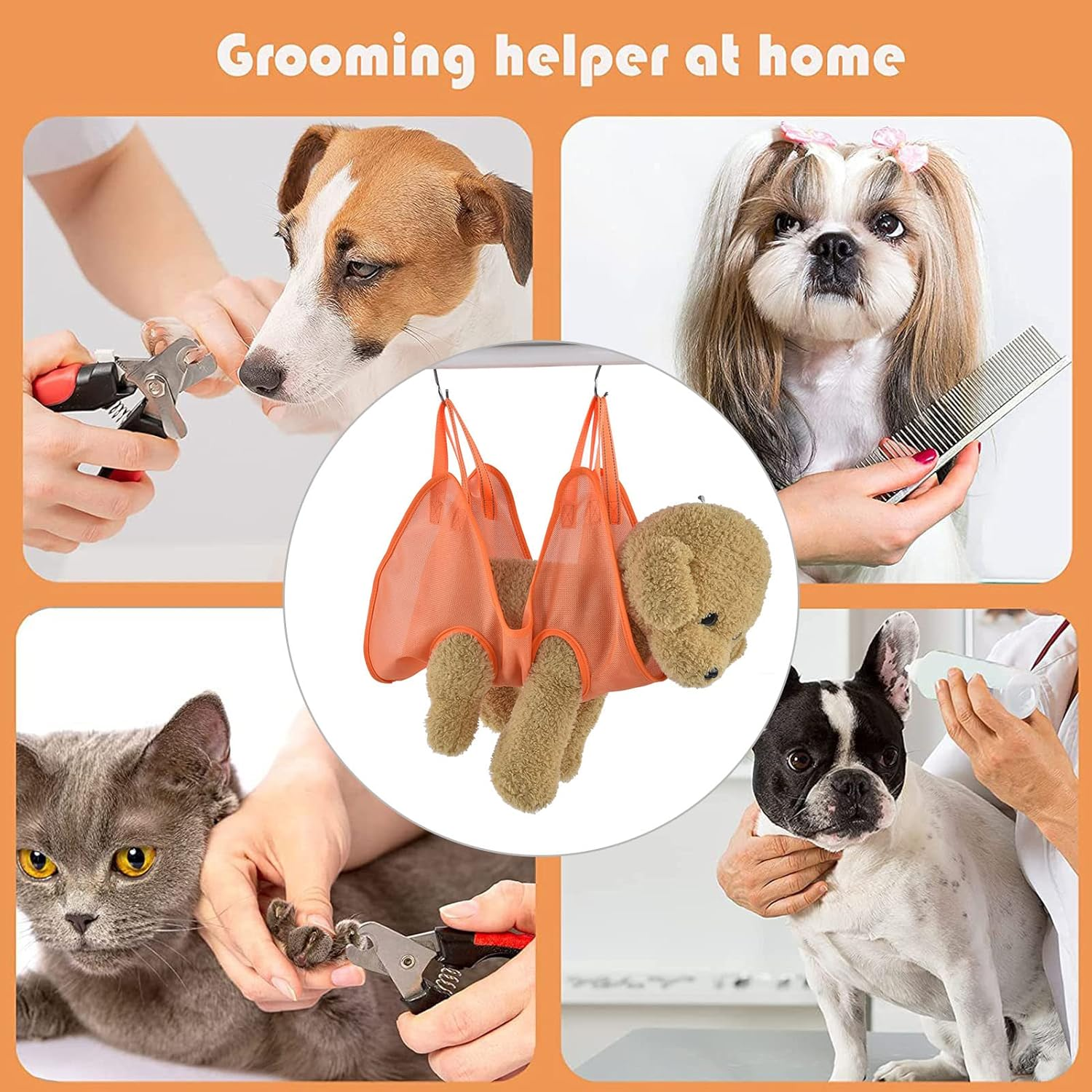 Dog Grooming Sling, Breathable Soft Washable Pet Restraint Hammock, Dog Grooming Hammock Dog Hanging Holder for Small Medium Cat Nail Trimming (S) image number 5