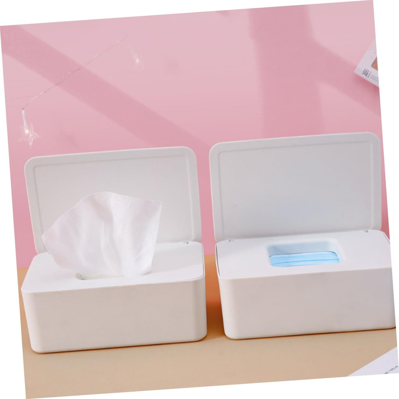 CHILDWEET Mask Storage Box for Home Mask Holder Case Multifunctional Box Capacity Dustproof Beautiful Lid Design image number 3