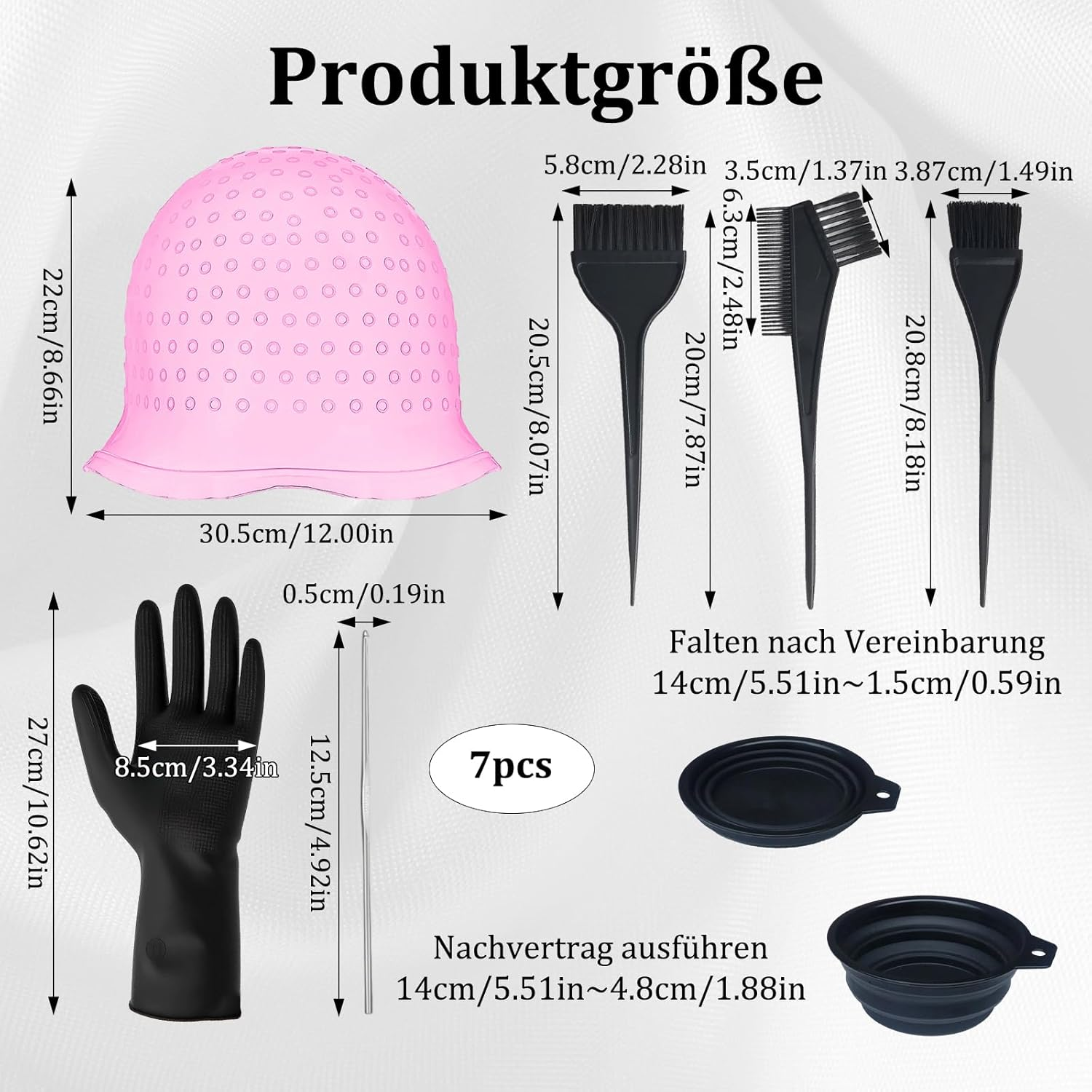Highlight Cap, Silicone Highlight Set 7 Pieces, Hair Dye, Colour Your Hair Yourself, Dye Your Hair Brushes and Hat, Pink, Ideal for Family and Hairdressing Salons Dyeing image number 3