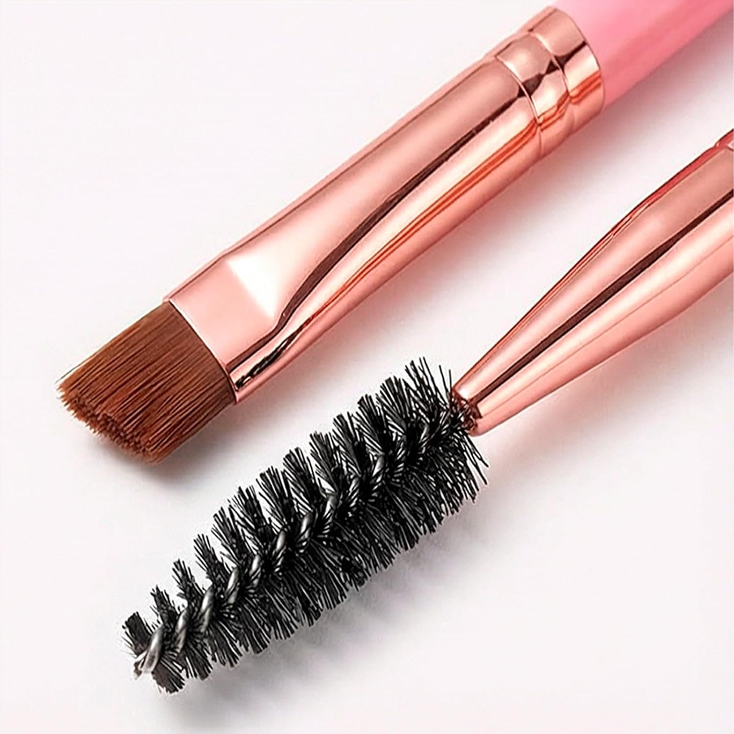 Xolixorium Duo Eyebrow Brush Spoolie Brush and Angled Brow Brush Eyelash Brush for Eye Makeup 5Pcs Set with Professional Spoolies for Precise Application Pink Color image number 3