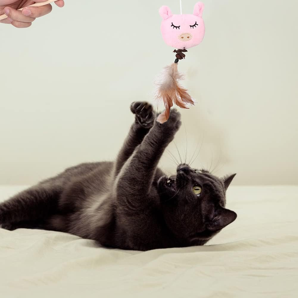 EVTSCAN 3PCS Interactive Cat Feather Toys, Cat Chase Toy, for Indoor Cats Play Chase Exercise Pet Supplies, Kitten Mental Exercise Kitten Toys