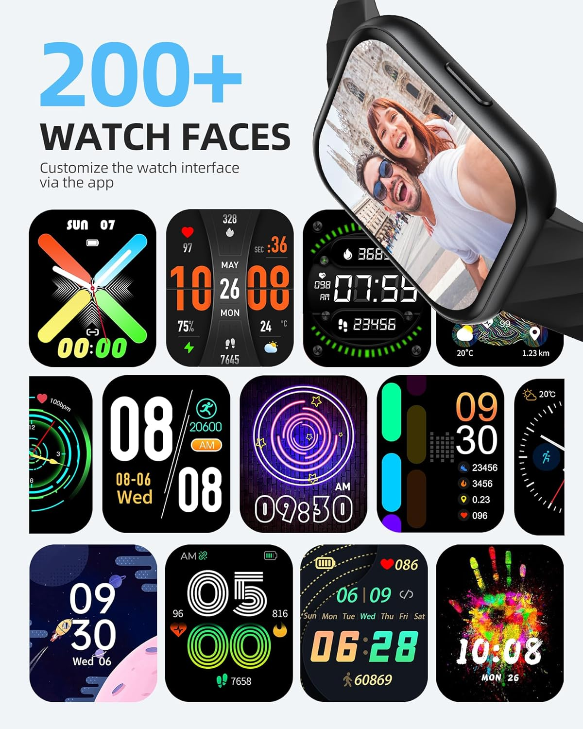 Parsonver Smart Watch, 5ATM Waterproof Watch for Swimming, Fitness Activity Tracker with 110+ Sport Modes, Heart Rate/Sleep/Spo2/Steps Monitor, 1.8" HD Screen Fitness Watch for Android & Iphone, Black - Rose Gold image number 3