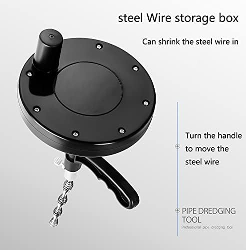 Plumbing Snake Sink Drain Auger, 23 Ft Drain Clog Remover Pipe Snake, Professional Drain Cleaner for Bathtub Drain, Kitchen Sink, Sewer, with Gloves (Black) image number 1