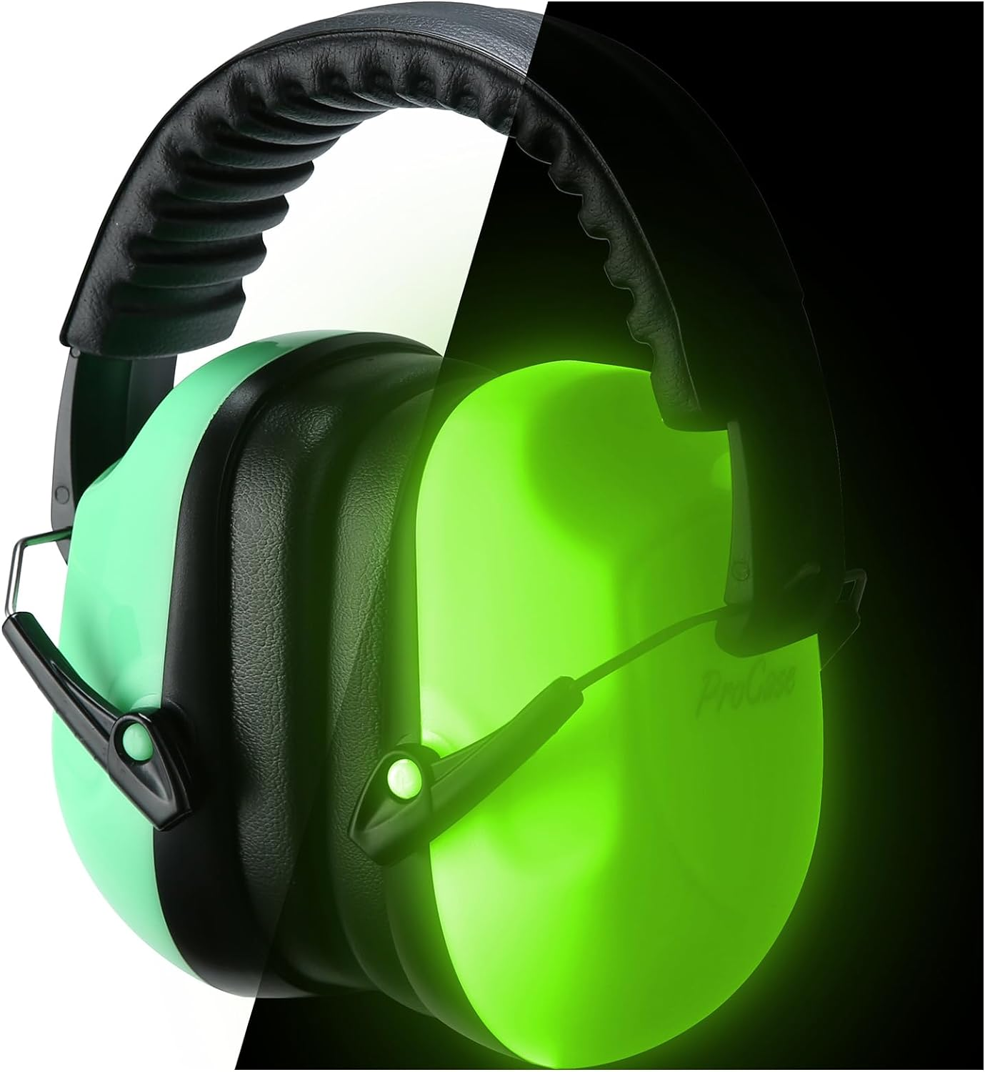 Procase Noise Reduction Safety Ear Muffs, Hearing Protection Earmuffs, NRR 28Db Noise Sound Protection for Mowing Construction Manufacturing Woodwork Men Women Adult -Luminous image number 4