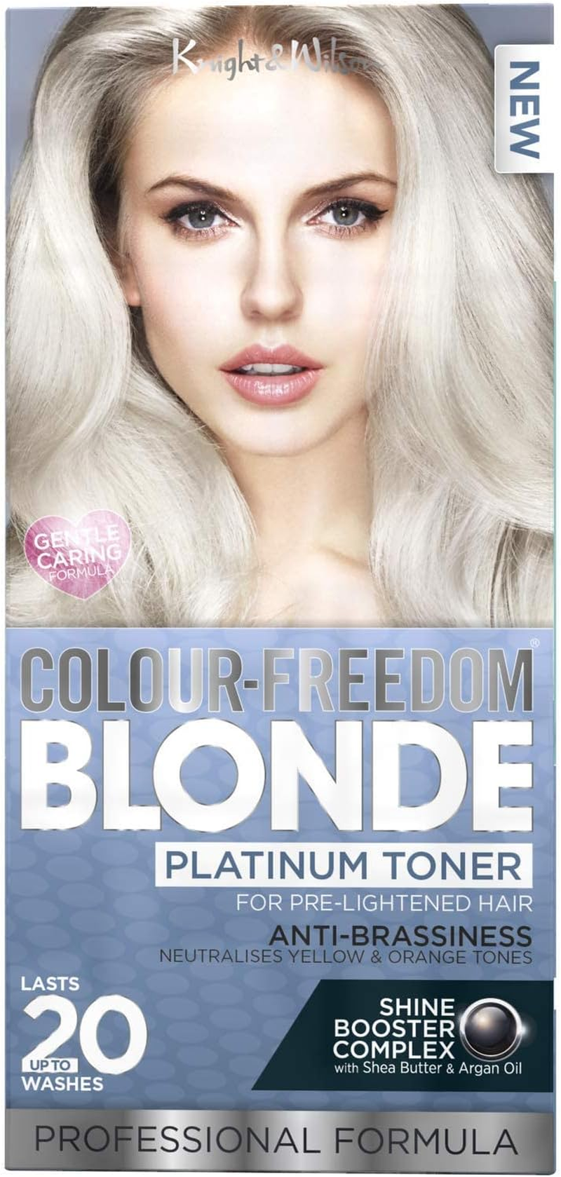 Knight & Wilson Colour-Freedom Platinum Blonde Toner, Permanent Ice Cool Hair Dye Tint, anti Brassiness, Neutralises Yellow & Brassy Tones, for Naturally Light, Bleached or Coloured Hair (50Ml)