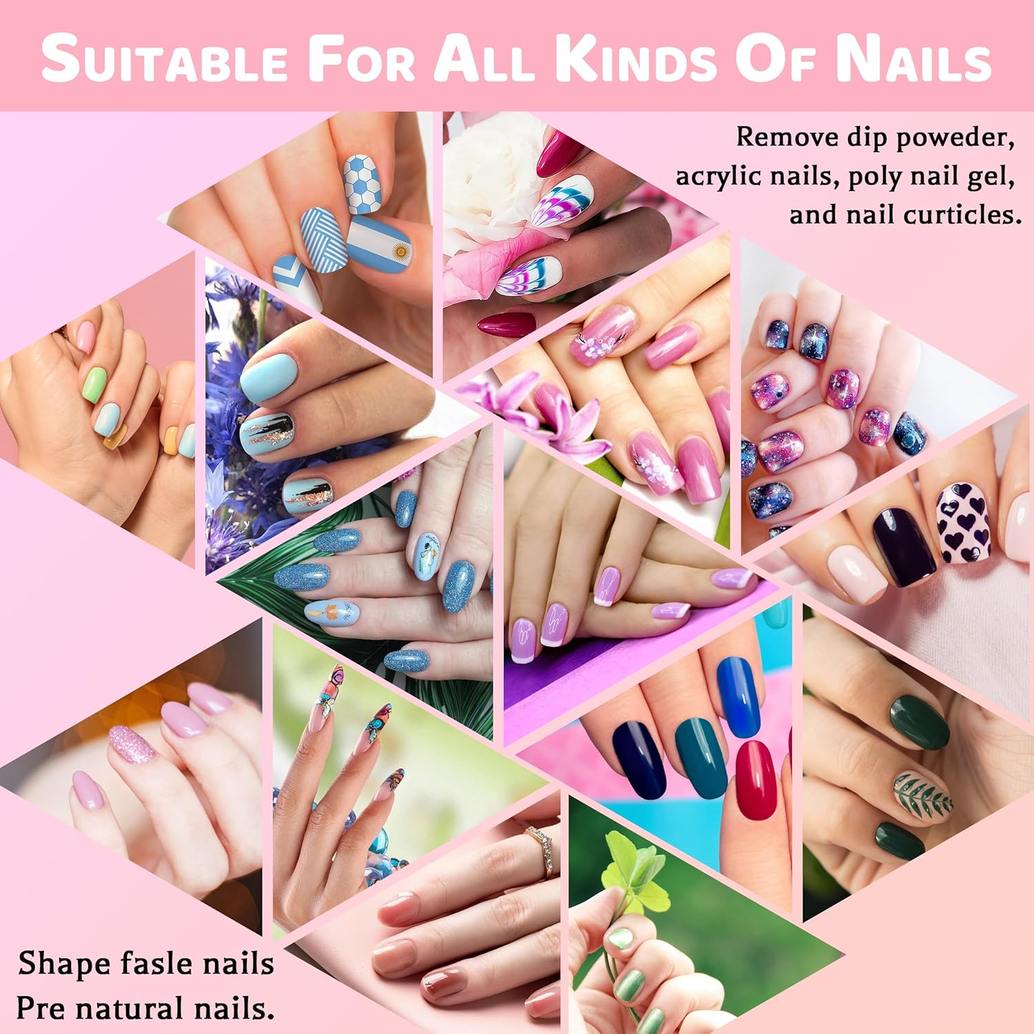 Professional Nail Files, Emery Board Nail File for Natural Nails 100/180/240 Grit Nail Files for Acrylic Nails 12Pcs Fine Grit Nail File Manicure Tools Coarse Fingernail Files (180/240 Grit) image number 2