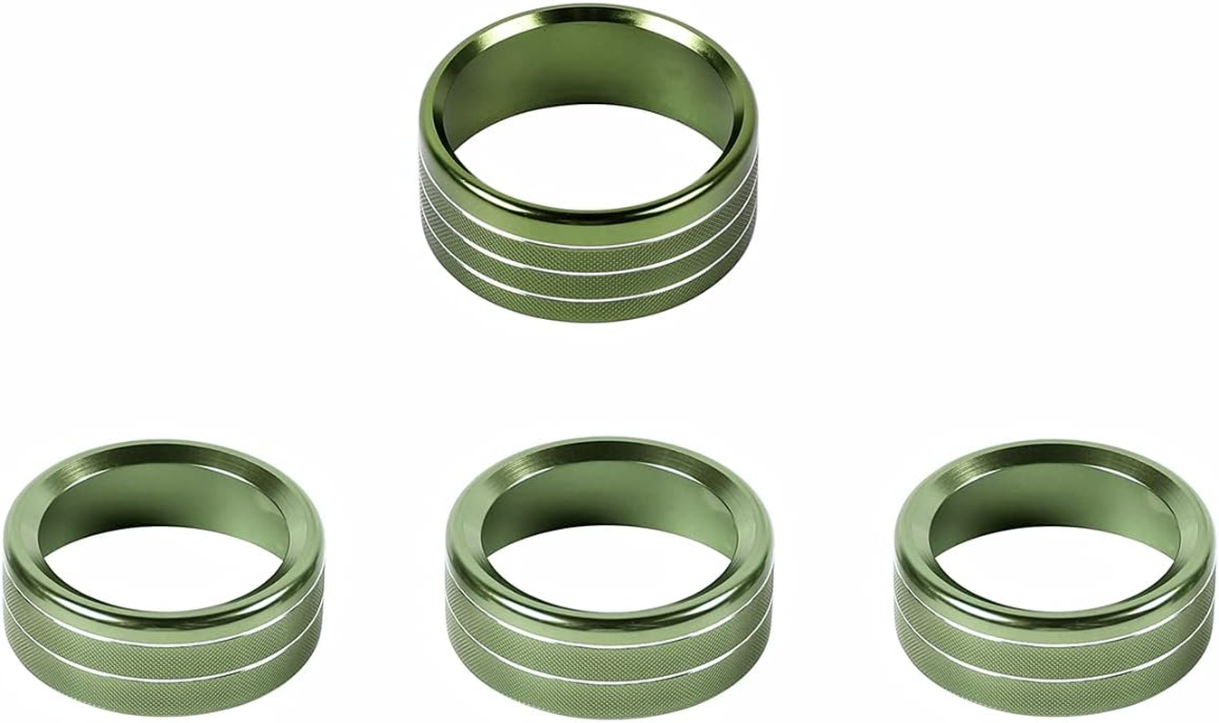Jecar Air Conditioner Radio Switch Knob Cover & Headlight Knob Cover Aluminum Alloy AC Button Trims Compatible with Jeep Wrangler 2018-2023 JL JLU & 2020-2023 Gladiator Specific Dial Panel, Green - Orange image number 3
