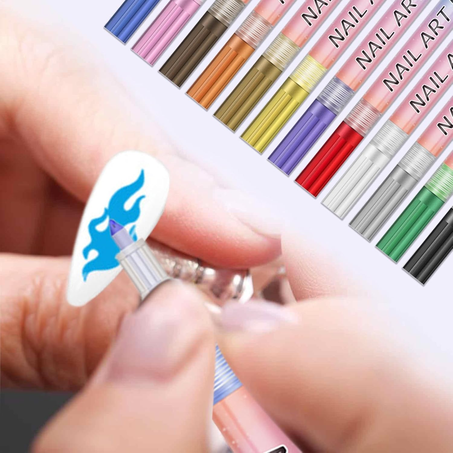 Nail Polish Pens, Acrylic Nail Pens, Nails Art Markers, Quick Dry Pen with Vibrant Colors and Fine Tips or Home Use, Beauty Salons, or Creative Expression image number 5