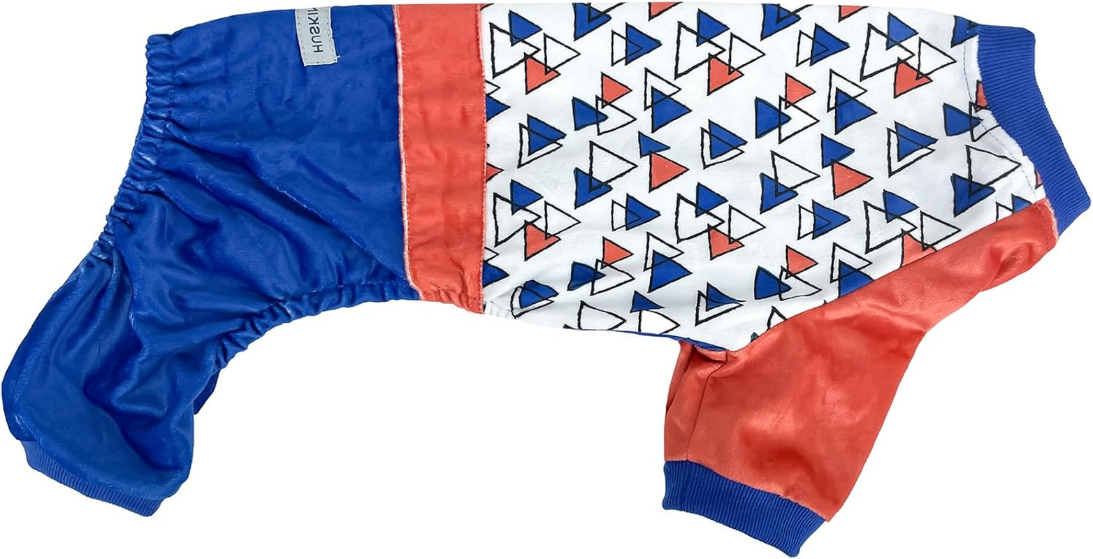 Huskimo Dog Pyjamas Triangle Blue 67Cm &ndash; Soft Dog Pajamas for Winter, Cute Triangle Print, Press-Stud Closure, High Cut Belly, Machine Washable, 8 Size image number 2