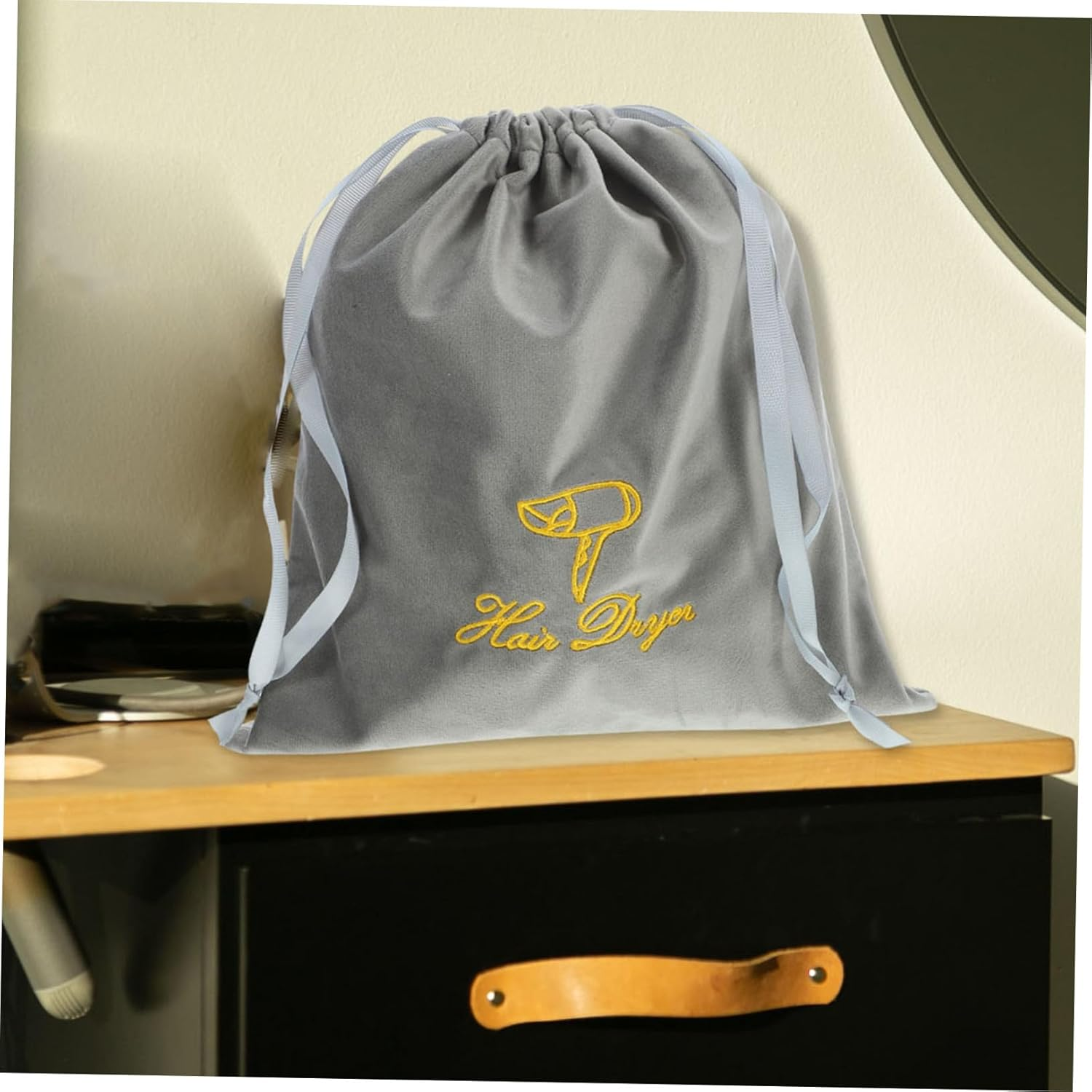 SOESFOUFU Embroidered Hair Dryer Travel Bag Lightweight Cloth Drawstring Pouch Compact Organizer for Hair Tools and Accessories Portable Protective Storage for Styling Equipment image number 6