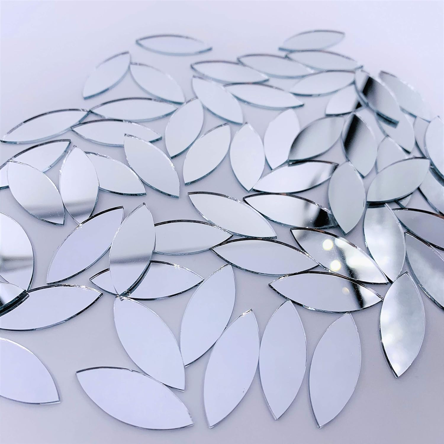 Chenrui150Pcs Petal Shaped Mirror Mosaic Tile Craft Mirrors (Silver) image number 1