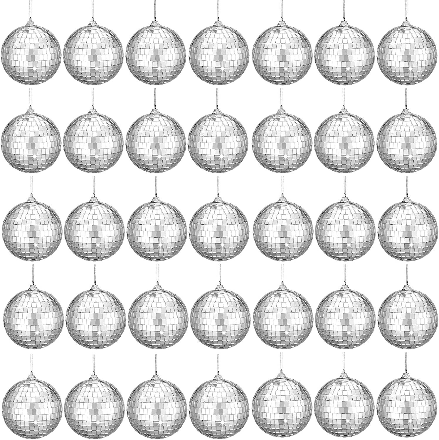 Disco Ball Silver Hanging Reflective Mirror Ball Ornament for Party Holiday Wedding Dance and Music Festivals Decor Club Stage Props DJ Decoration (1: 3Cm X 36Pcs) image number 6