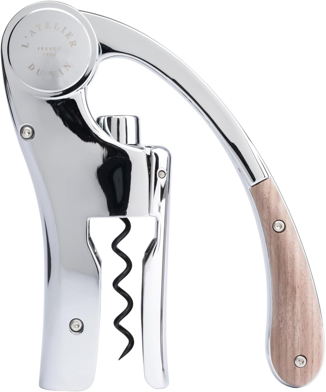 L'Atelier Du Vin Oeno Motion Wood Vertical Level Corkscrew Comfortable Grip Spare Spiral Integrated Foil Cutter image number 4