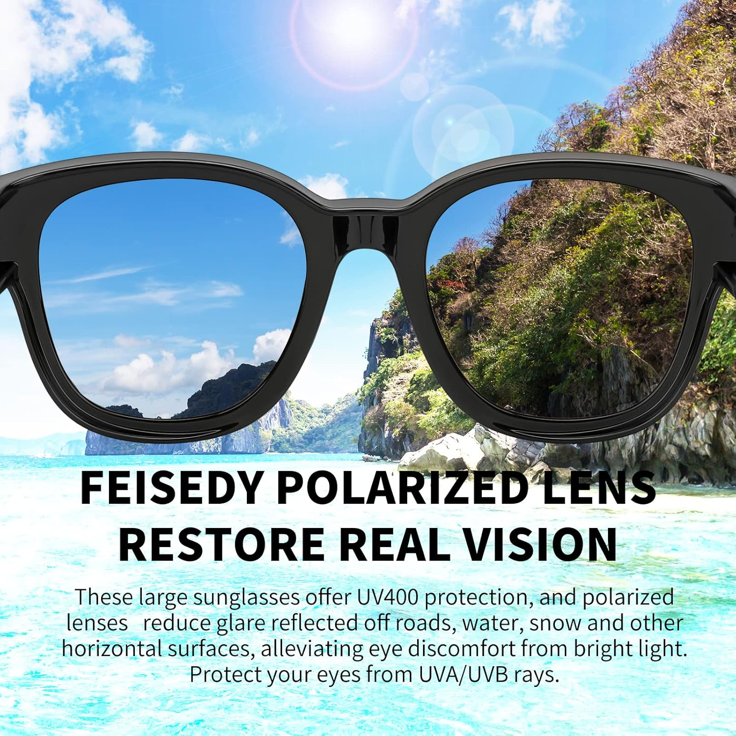 FEISEDY Polarized Fit over Sunglasses for Women Men Oversized over Glasses B2922 image number 2