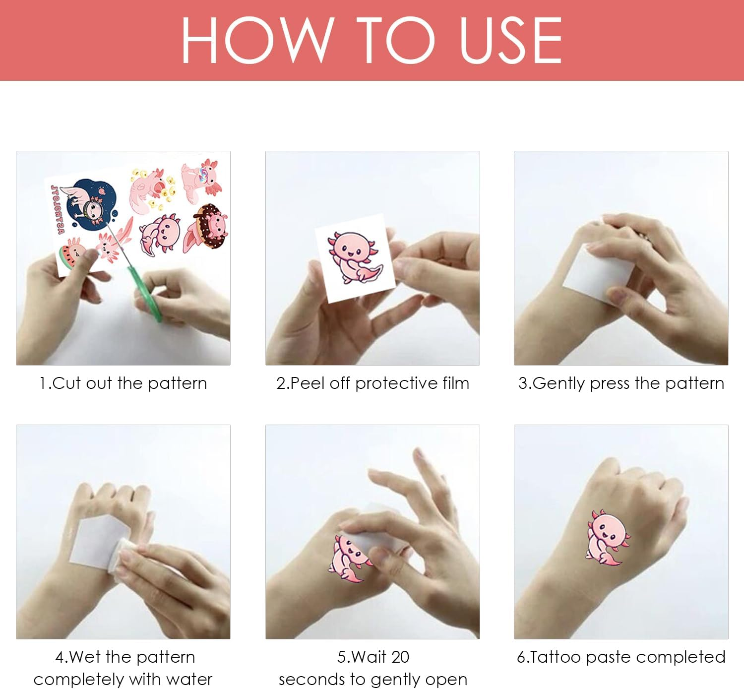 20Pcs Sea Animal Tattoo Stickers Party Favors Funny Face Stickers Creative Decoration Stickers Masquerade Accessories image number 5