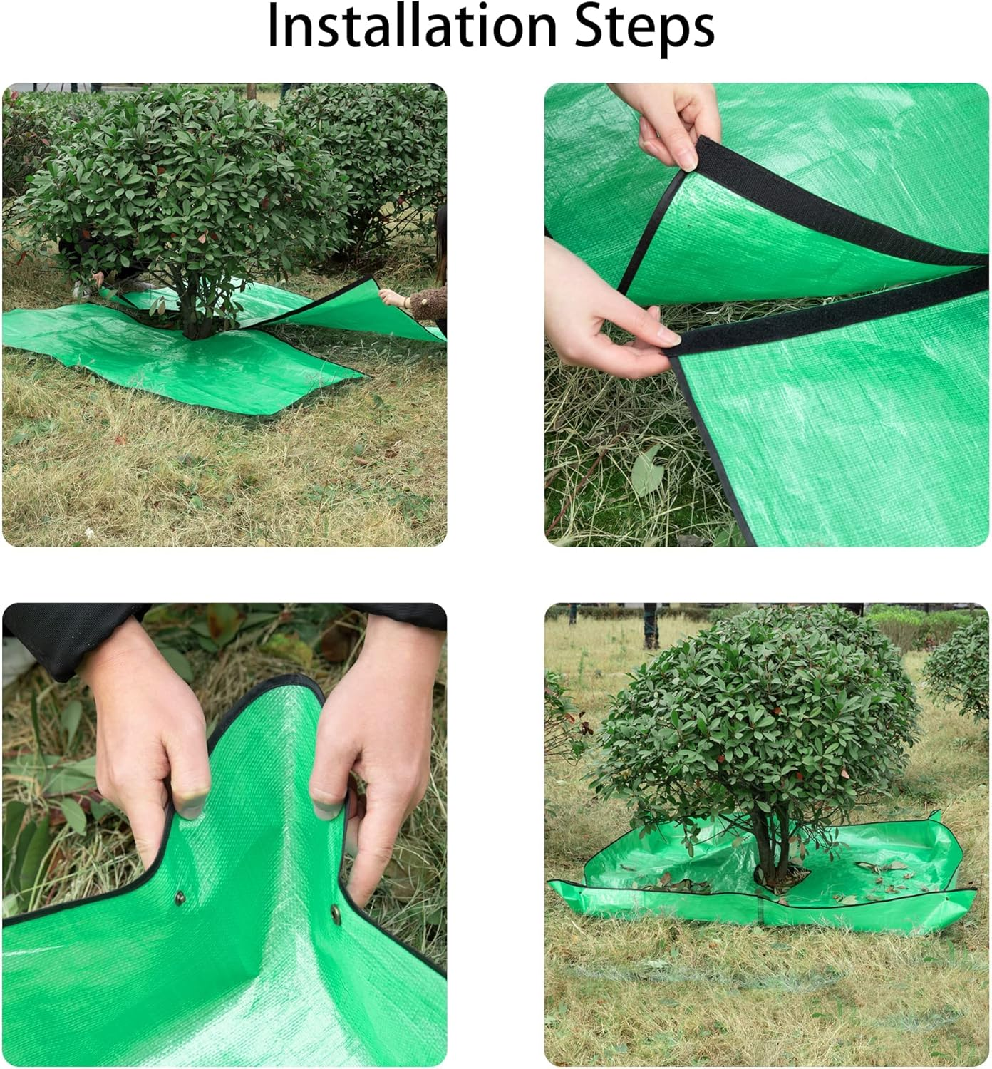 Moonoom Landscape Tarp for Trimming with 12 Inch Hole Garden Tree Pruning Waterproof Tarp,Four Corners Has Corner Buckles Can Stand up Fasten around Trees and Shrubs image number 2