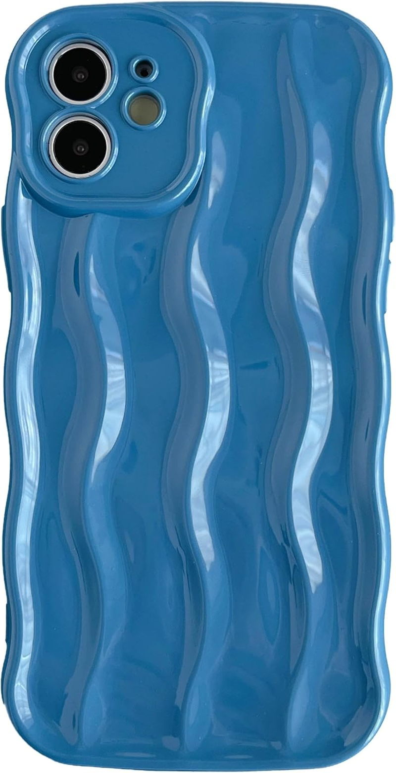 Caseative for Iphone 15 Case,Water Ripple Pattern Curly Wave Frame Soft Compatible with Iphone Case (Silver,Iphone 15)