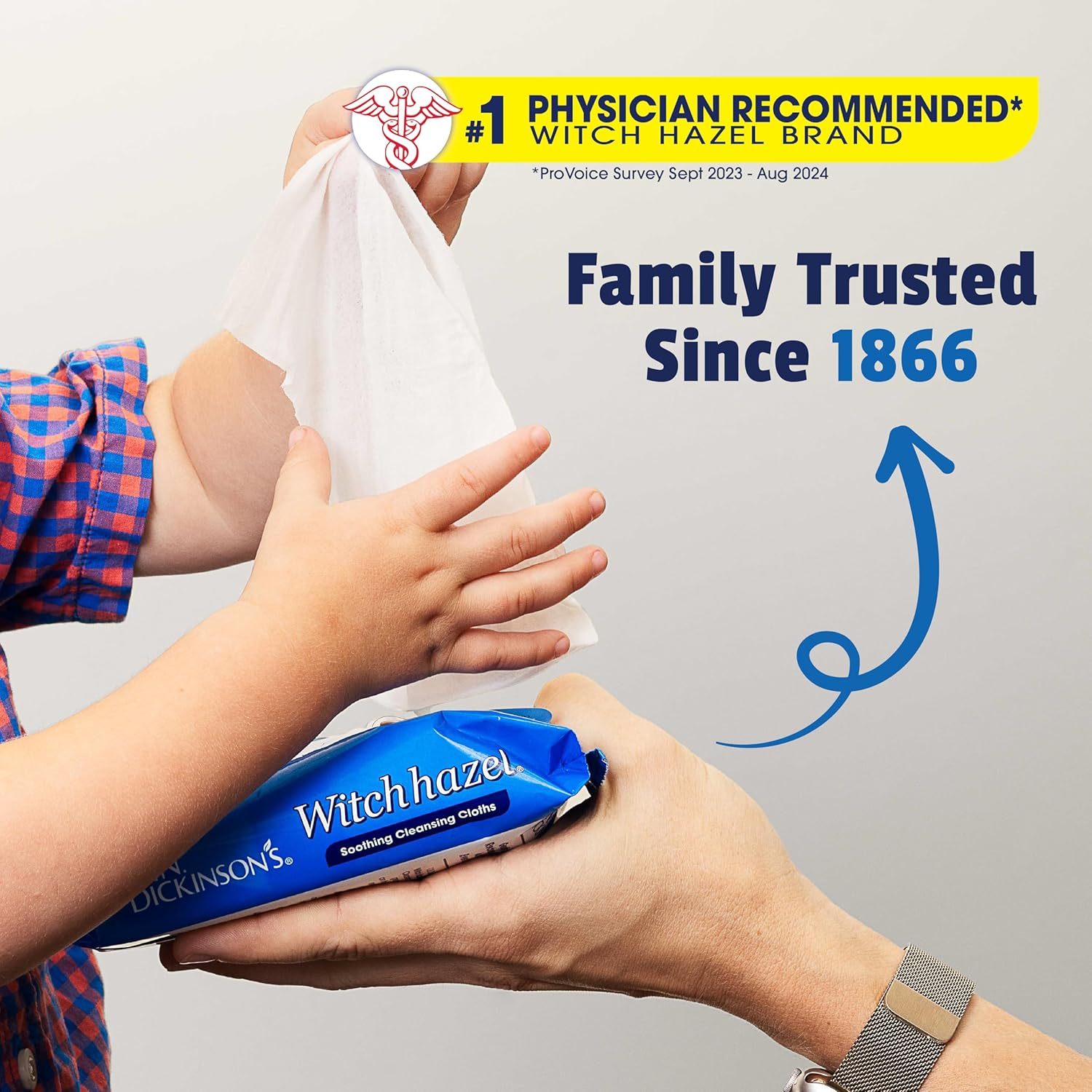 T.N. Dickinson'S Witch Hazel Soothing Multiuse Cleansing Cloth, 4 Pack, 25 Cloths per Pack,White image number 2