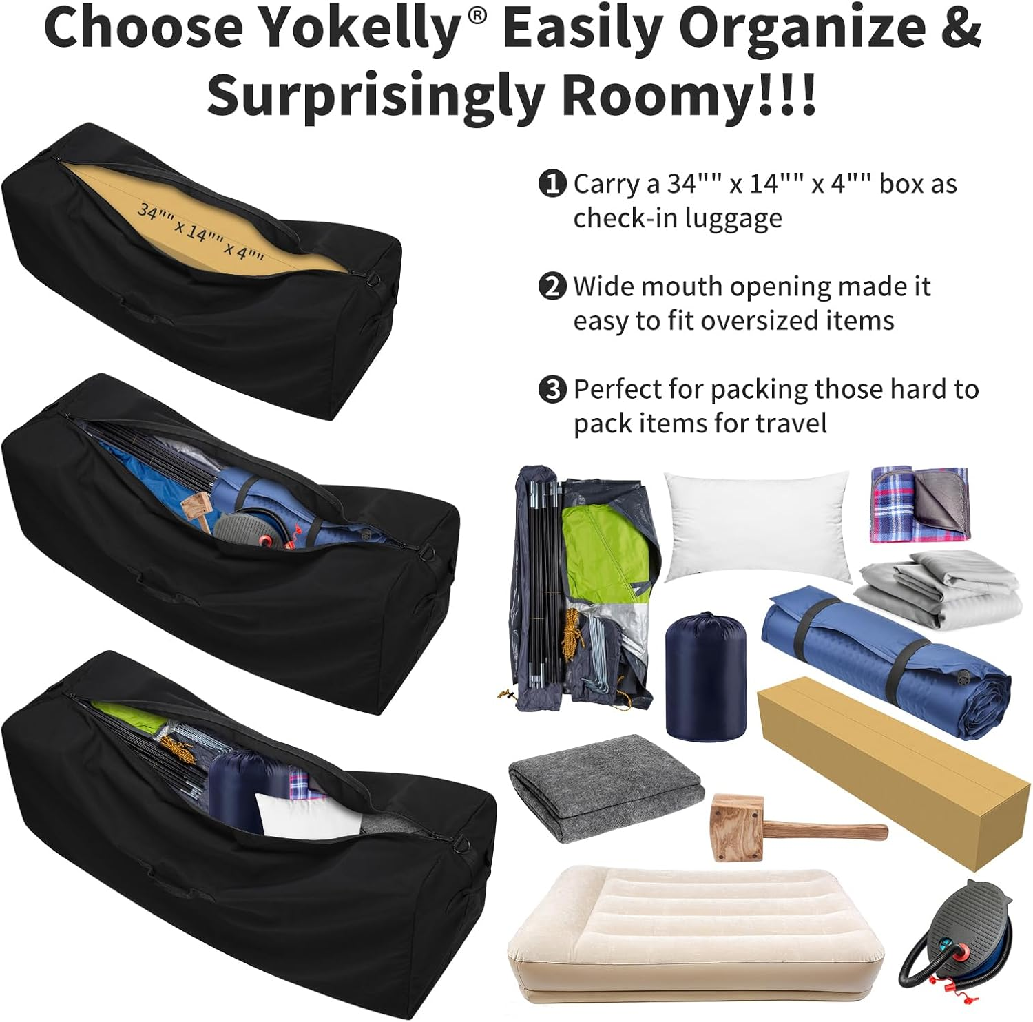 36 Inch Canvas Duffel Bag,100L Extra Large Luggage Duffle for Travel,Sport and Camping image number 5