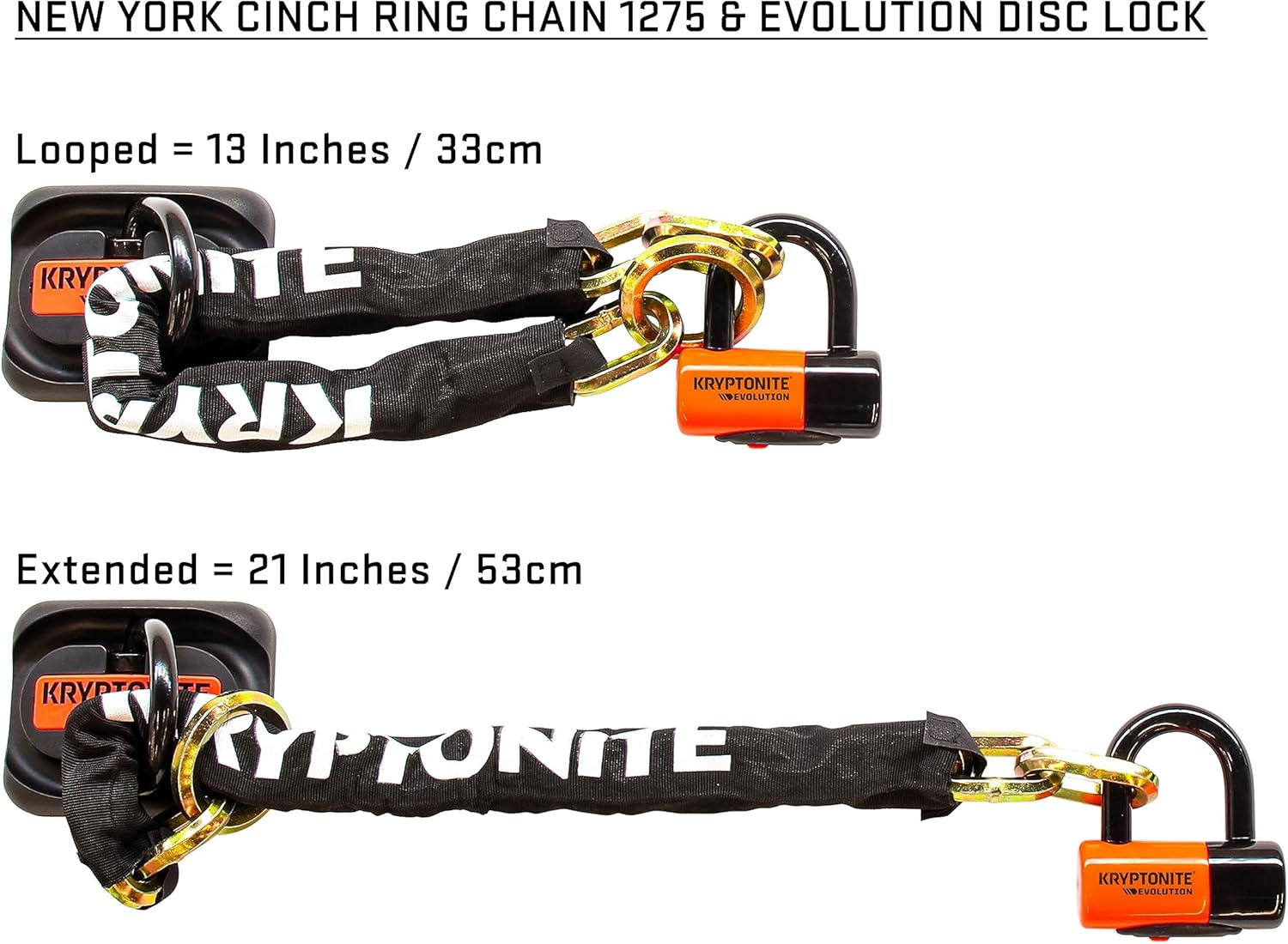 Kryptonite New York Noose 1275 Chain Bicycle Lock with Evolution Series 4 Disc Lock Chain Bicycle Lock (2-Foot X 4-Inch) image number 6