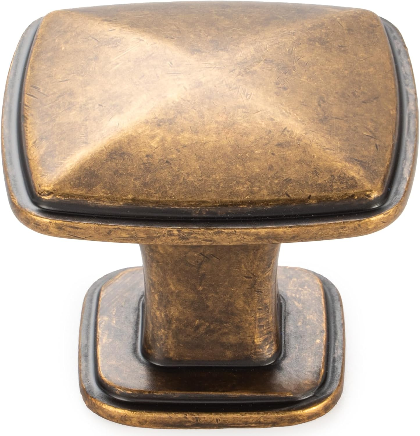 KOOFIZO Stepped Square Cabinet Knob - Antique Brass Pull Handle (31Mm / 1.2 Inch), 10-Pack for Kitchen Cupboard Door, Bedroom Dresser Drawer, Bathroom Wardrobe Hardware image number 4