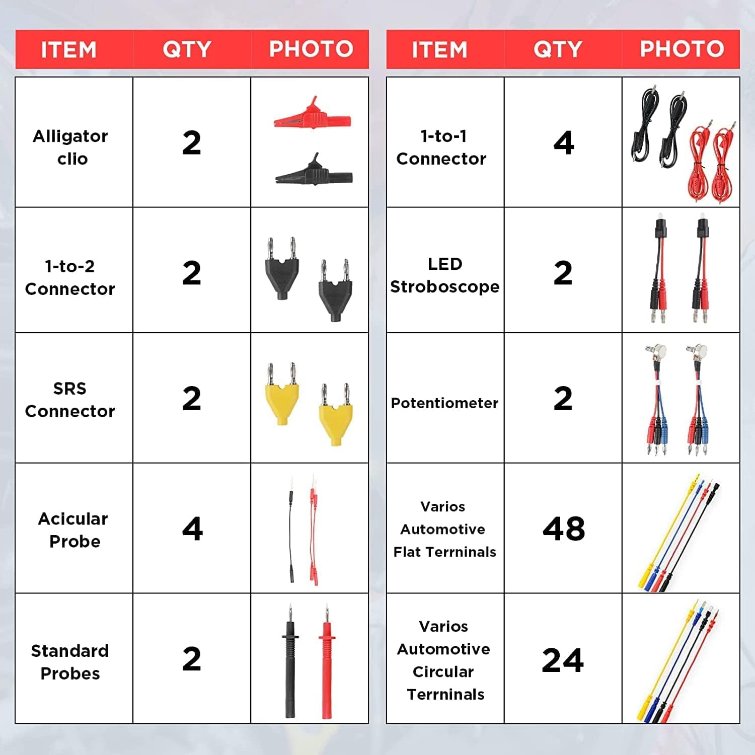 Automotive Circuit Test Leads Kit - MOTOCOCHE 92 Pieces Multimeter Test Leads Kit Multifunctional Electric Probe Test Kit Black Carrying Case Test Lead Set Cable Connectors Adapter Cables