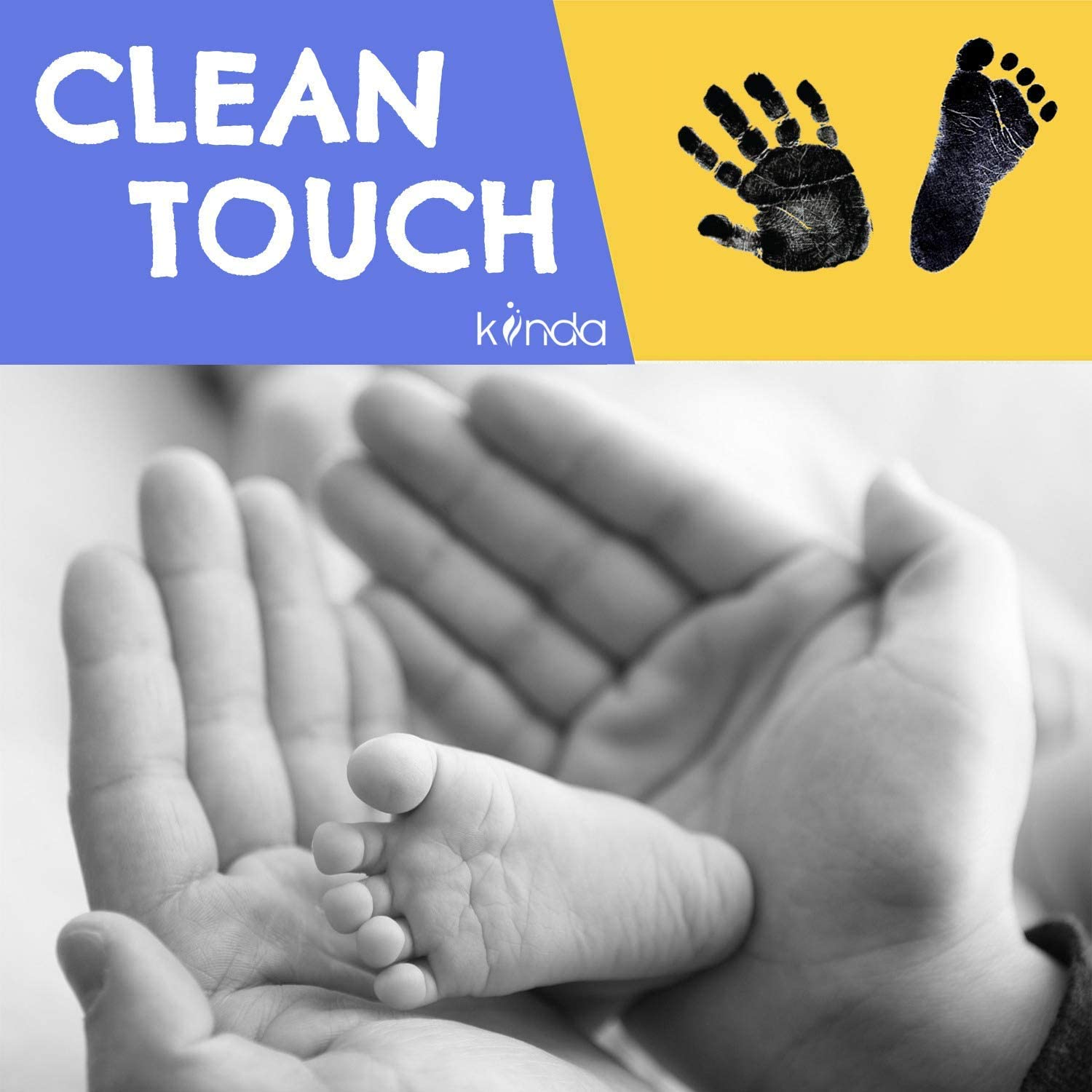 Inkless Wipe Hand and Foot Print Kit Newborn Christening Baby Pet Keepsake Gift (Black) image number 4