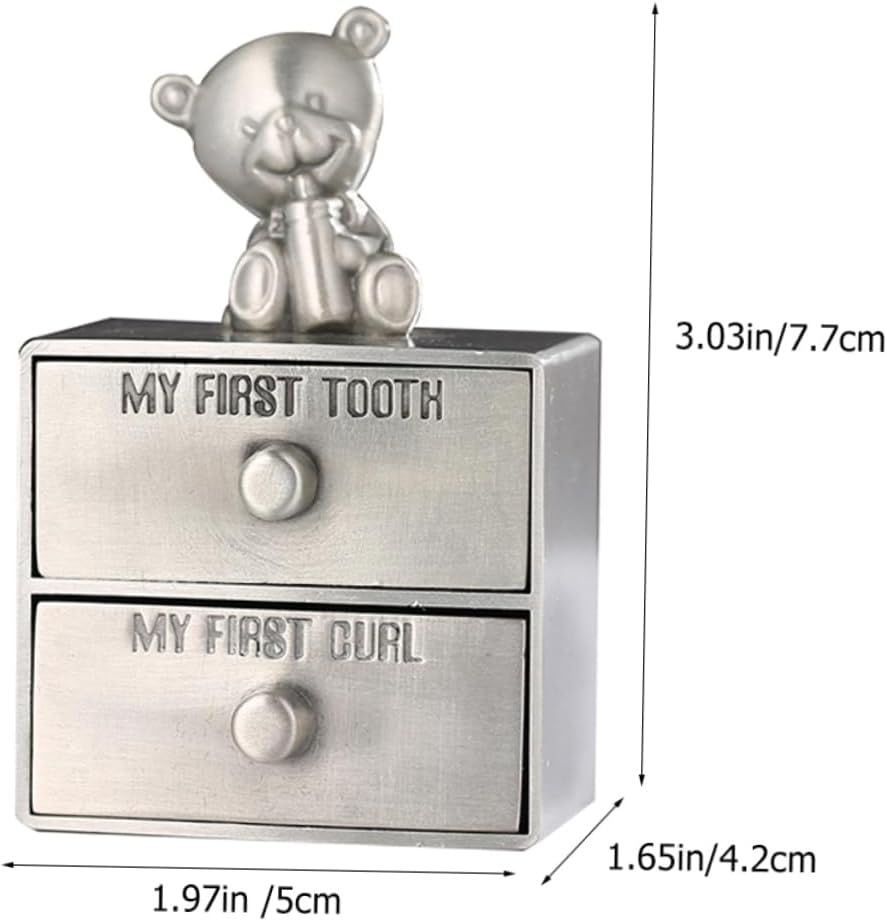 2Pcs Tooth Keepsake Box First Tooth and Curl Holder Unique Double Design for Boys Sturdy Structure Meaningful Storage for Precious Memories