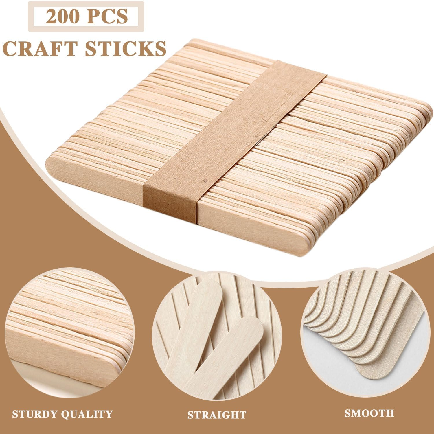 200Piece Waxing Sticks for Hair Removal - Borogo Premium Splinter-Free Wooden Wax Sticks for Waxing, Wax Stick for Body and Face Waxing image number 3
