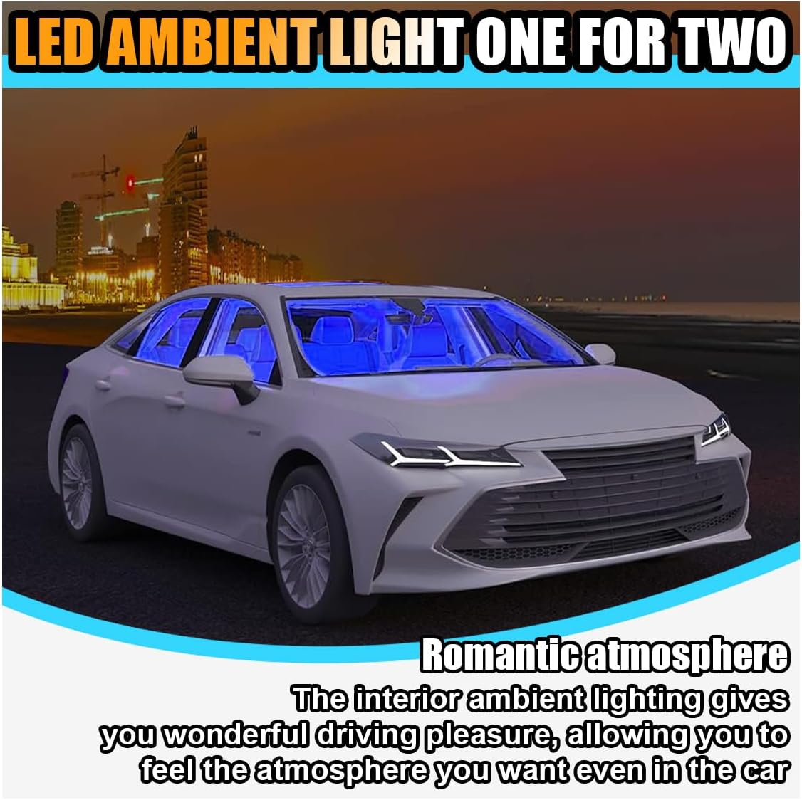 Universal Car LED Strip Light, Cigarette Lighter Auto Interior Decorative Lamp, 12V under Dash Ambient Night Light, 24 Leds RGB Neon Interior Atmosphere Lights for Car SUV (Blue, Cigar Lighter) image number 5