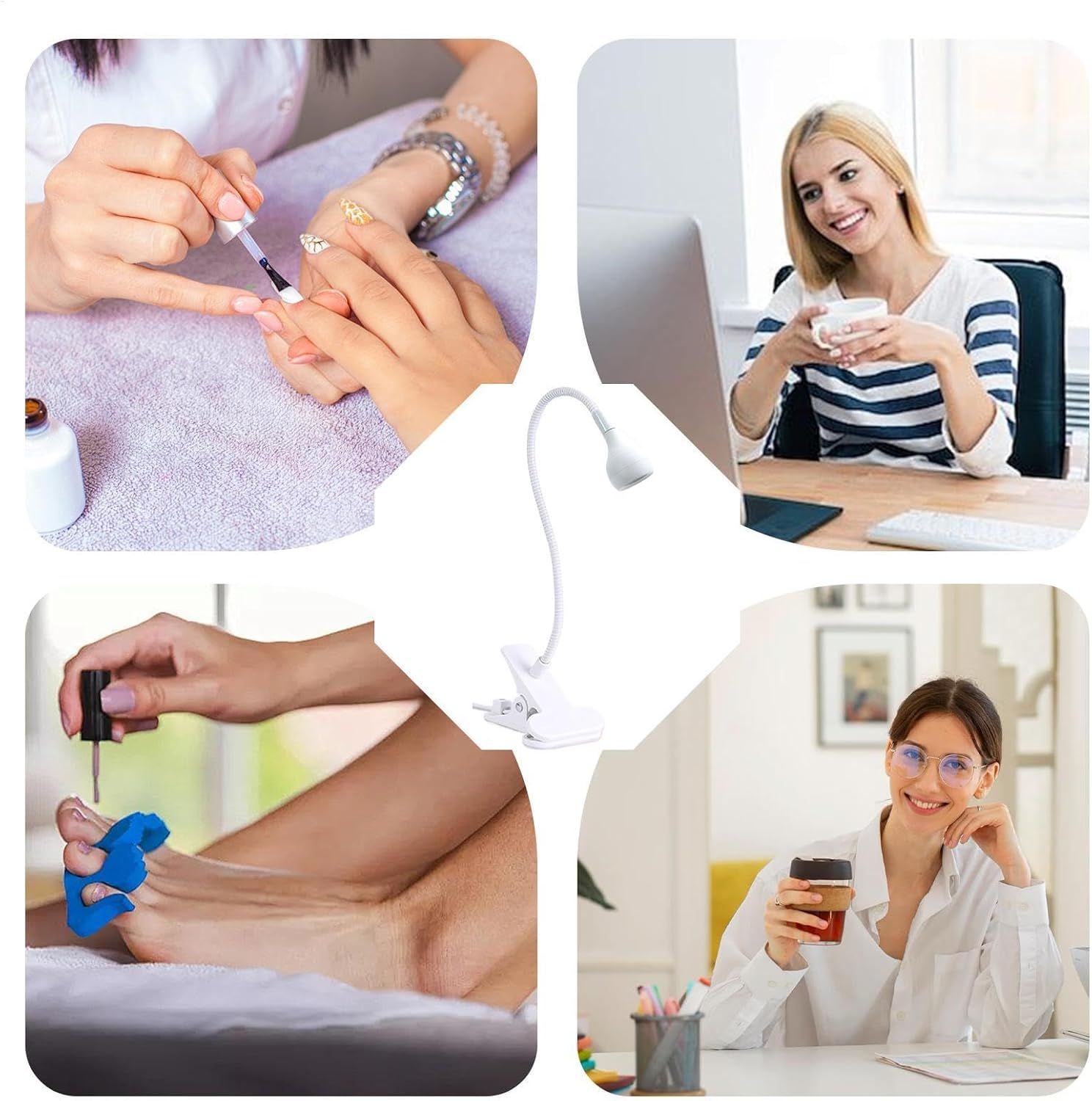 UV Light for Gel Nails - Gooseneck LED Nail Light for Gel Nails, Clamp Nail Lamp | UV Lamp, Small USB Manicure Dryer for Women Girls, Fast and Even Curing - White image number 5