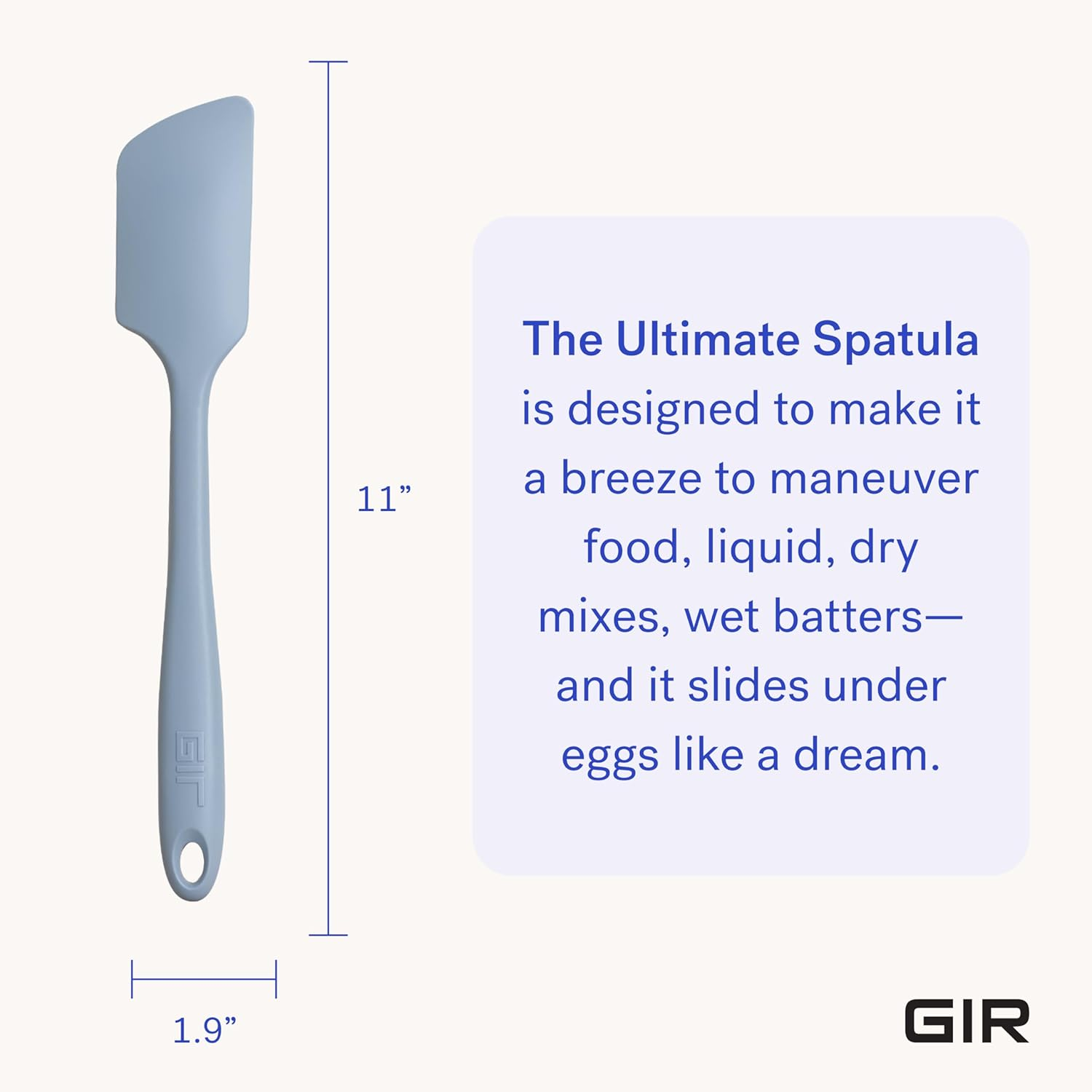 GIR: Get It Right Premium Silicone Spatula - Non-Stick Heat Resistant Kitchen Spatula - Perfect for Baking, Cooking, Scraping, and Mixing - Ultimate - 11 In, Slate image number 4