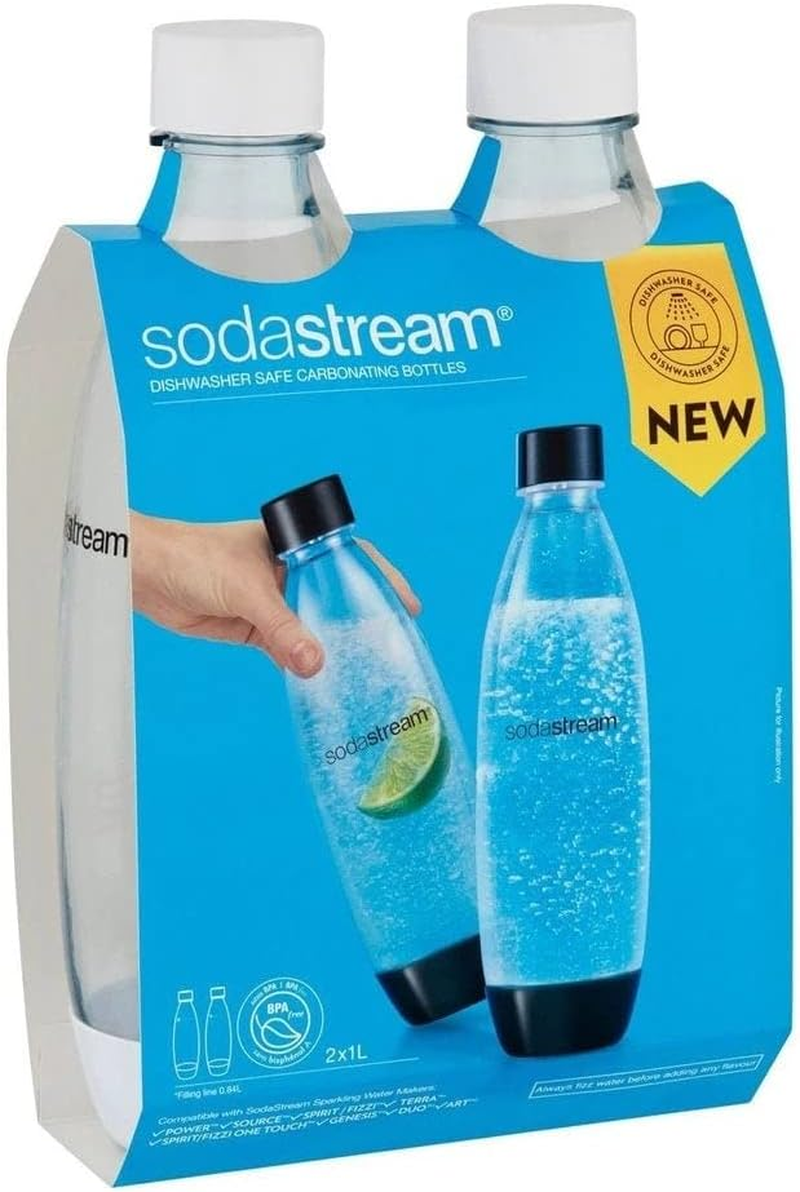 2Pc 1L Sodastream Water Bottles Soda Maker Dishwasher Safe BPA Free Carbonating image number 3