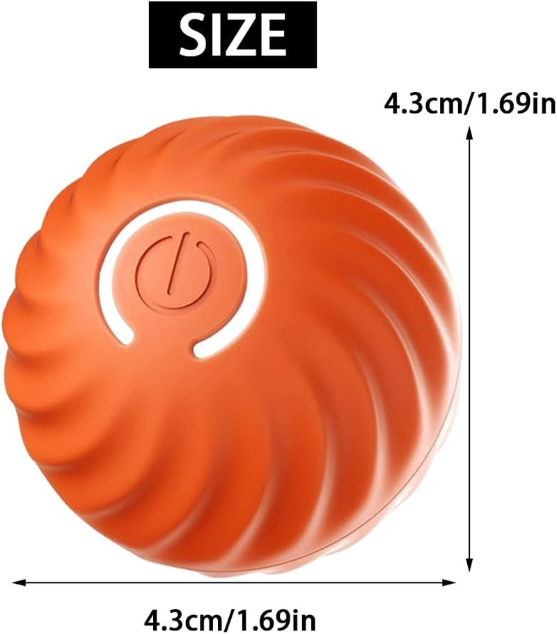 CEWROM Interactive Cat Toy, Self-Employment, 360&deg; Ball Cat Toy with LED Light and Rechargeable USB Battery, Intelligence Toy Ball for Indoor Cats (Orange) image number 5