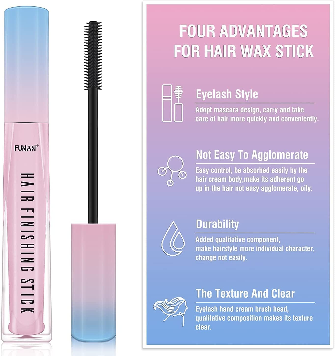 FUNAN Hair Finishing Stick 2 Pack for Small Broken Hair Cream/Gel for Women Naturally Refreshing, Non-Greasy and Non-Sticky image number 5