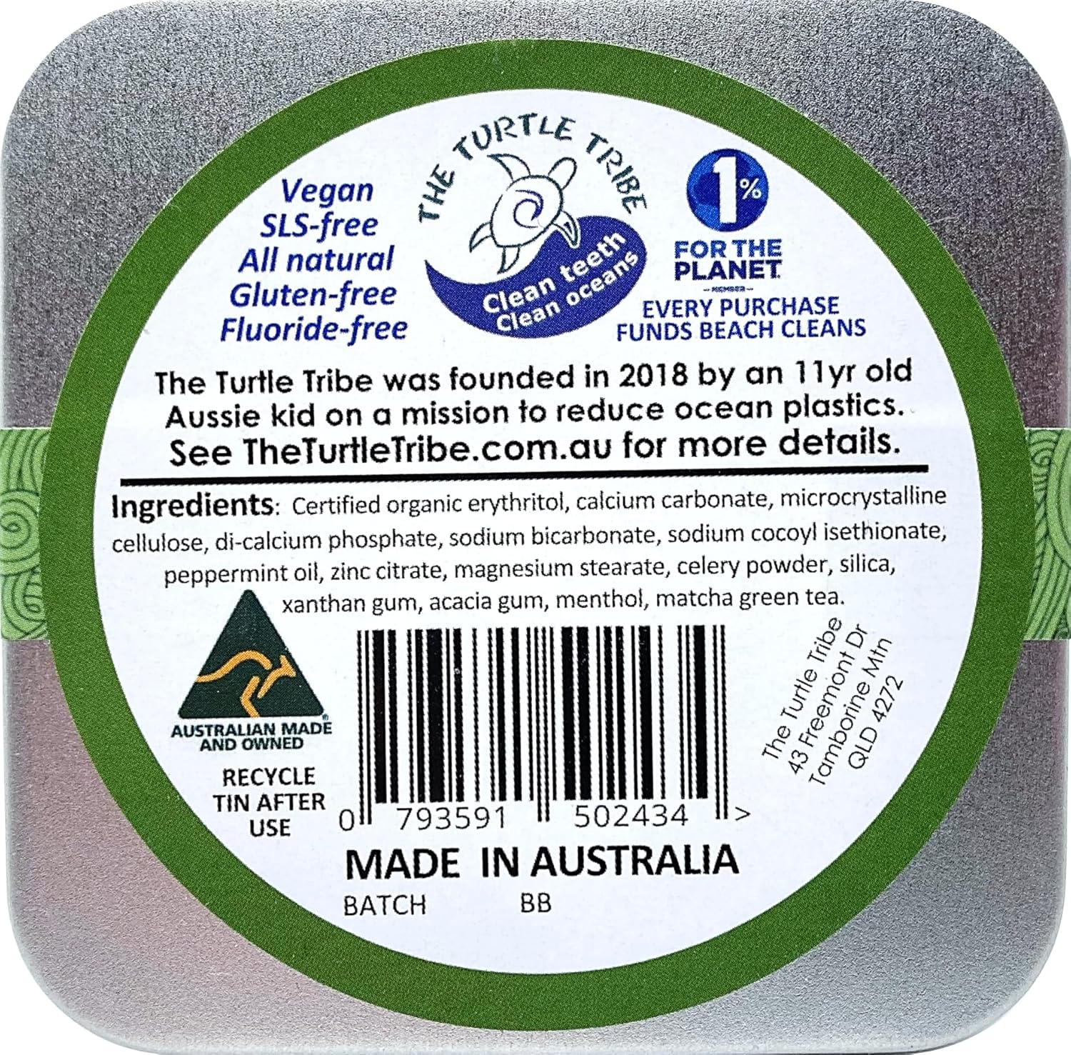 Toothpaste Tablets, Made in Australia, 125 Tablets, Mint, Vegan, Nano-Free, Fluoride-Free, All Natural Plant & Mineral-Based Ingredients, Dentist Approved, Funding Beach Cleans. image number 4