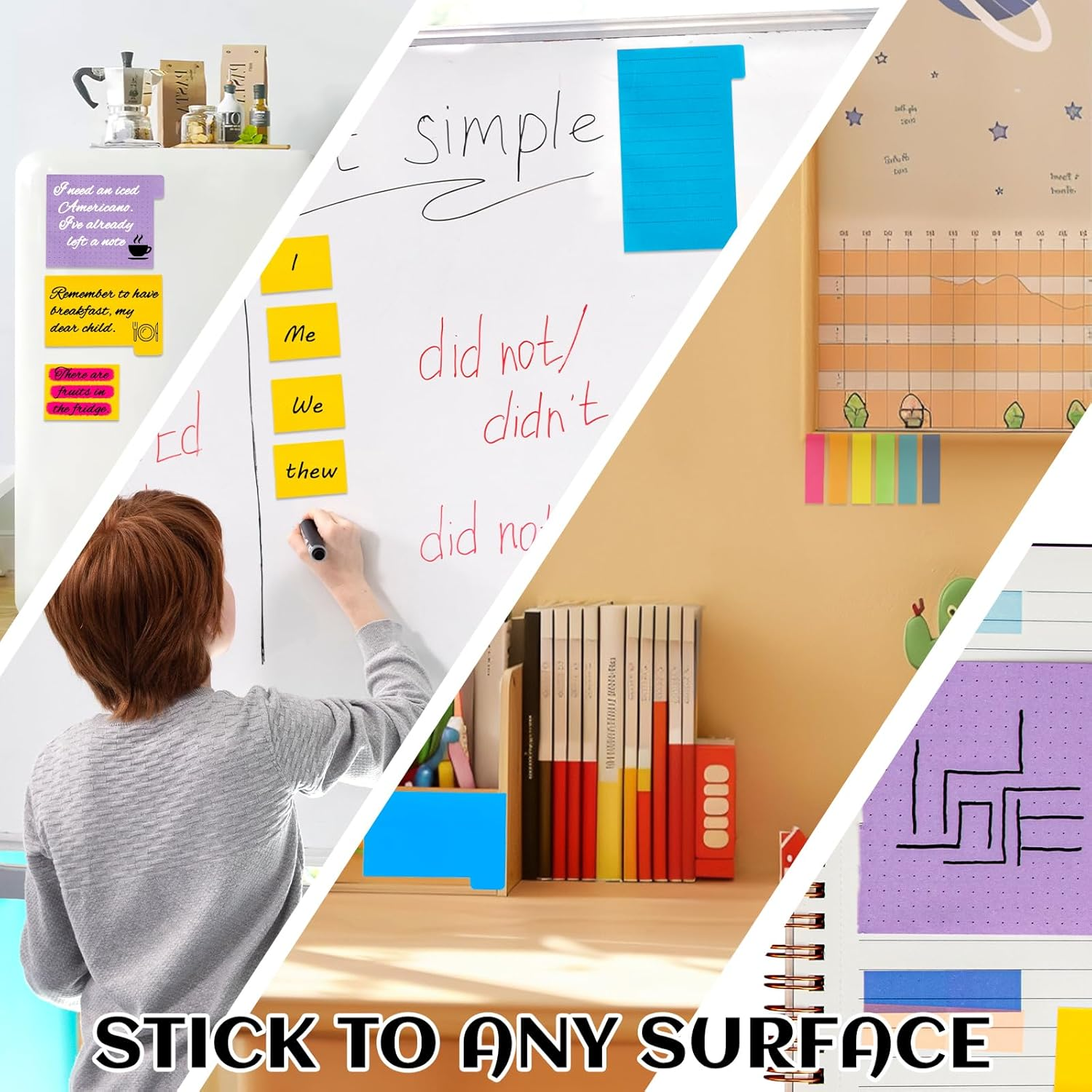 402 Sheets Sticky Notes Set,Multicolor Self-Stick Index Divider Memo,Adhesive Note Pads with PU Leather Cover,Student Essentials Bookmark,Notepad for Teachers Work,Office Stationery Supplies image number 5