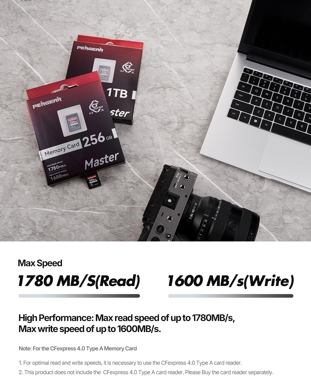 Pergear 512GB Cfexpress 4.0 Type a Memory Card, up to 1780Mb/S Read Speed & 1600Mb/S Write Speed for 4K 120P,8K for Sony Alpha Sony FX Cameras (512, GB) image number 3